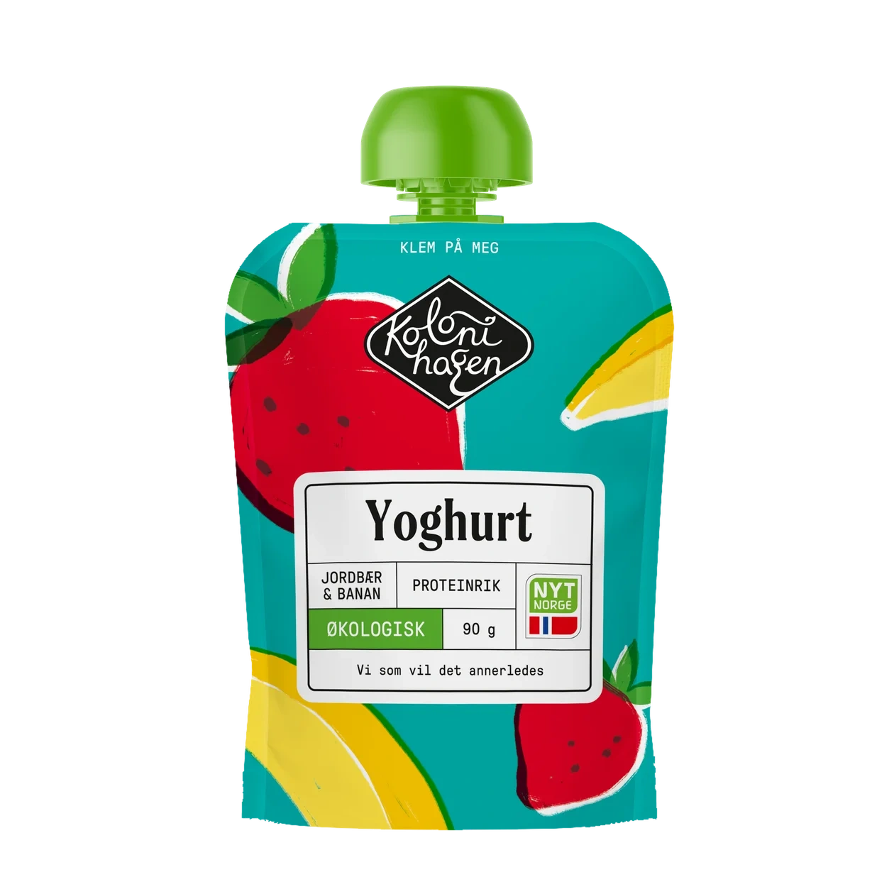 Klemmeyoghurt med jordbær og banan