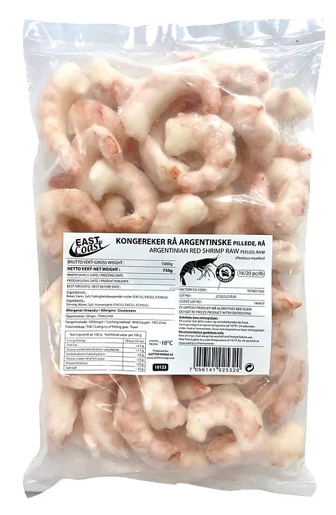 Kongereker rå argentinske 16/20 u/skall  750g