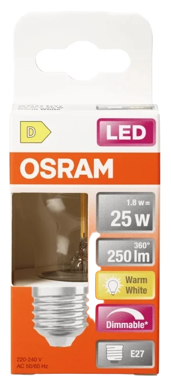 Lyspære Led Cl P 25 Klar Dim 827 E27 Osram