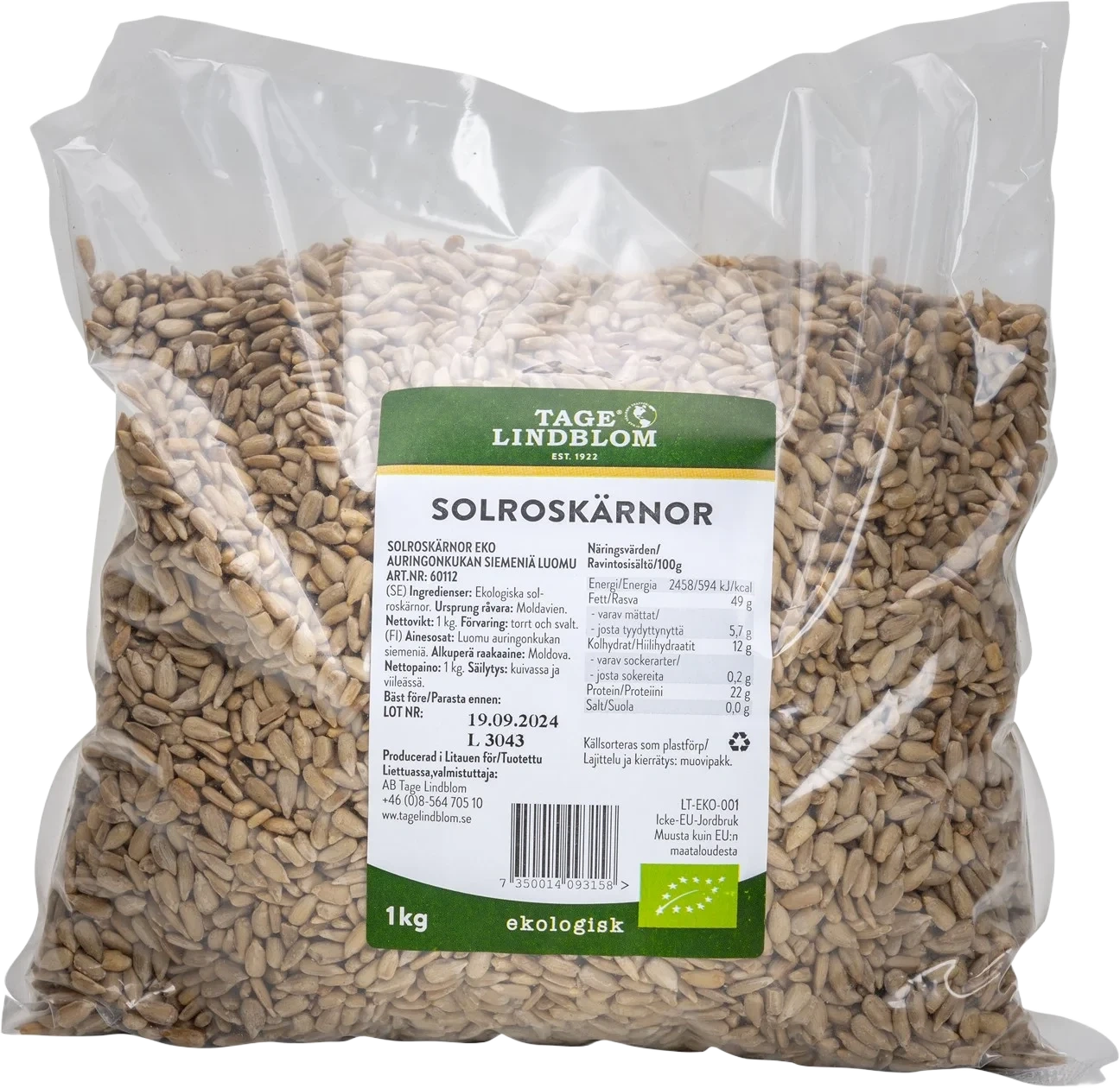 Solroskärnor Eko