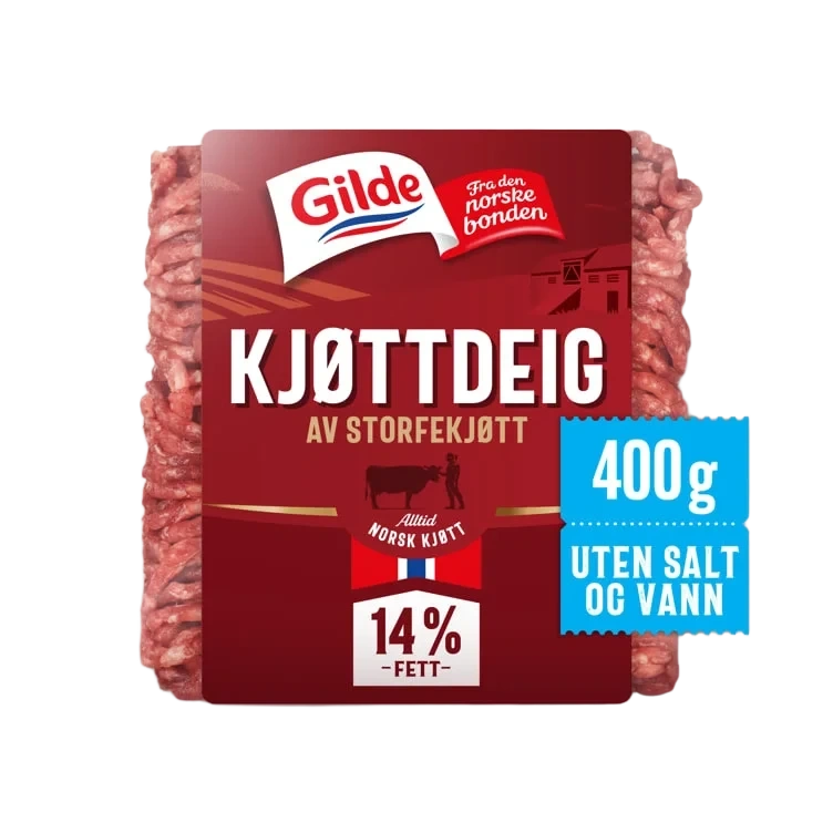 Kjøttdeig Storfe 14% u/Salt&Vann 400g Gilde