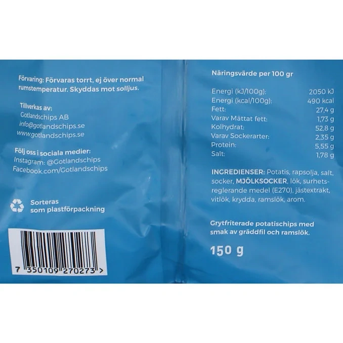 Gotlandschips Chips Gräddfil & Ramslök