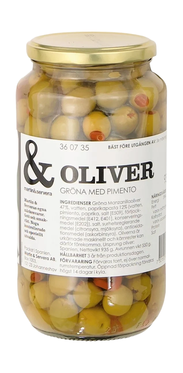 Oliver gröna m pimento