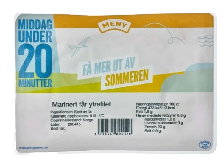 Fårefilet Rødvinsmarinert 150g Prima Jæren