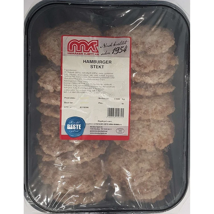 Meråker Kjøtt Hamburger stekt 2,5kg