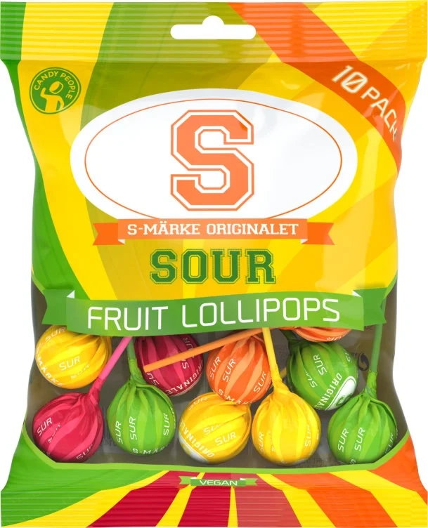 S-märke Lollipops 10pk, Sure Lollipops m/Fruktsmak