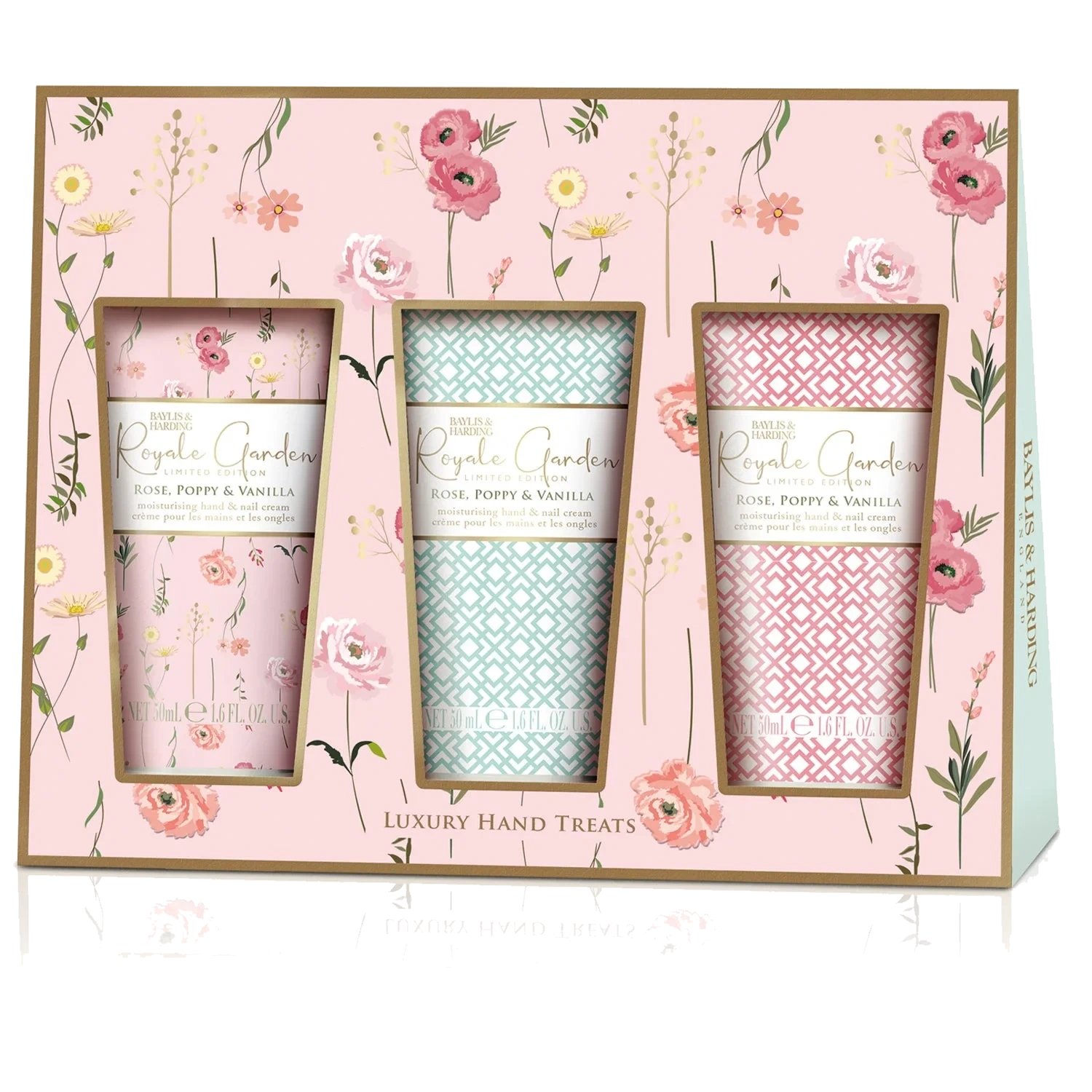 Baylis & Harding Royale Garden Rose, Poppy & Vanilla Hand Cream Trio Gift Set