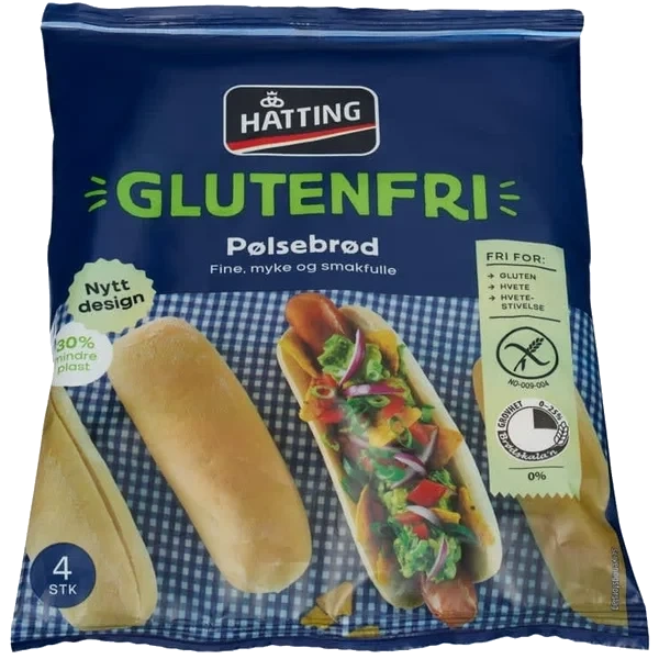 Pølsebrød Glutenfri 4stk 260g Hatting