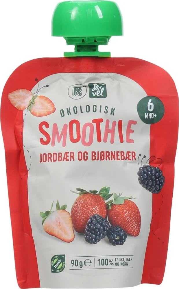 Smoothie med jordbær og bjørnebær Fra 6 mnd, økologisk, 90 g