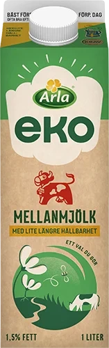 Ekologisk mellanmjölk 1.5% ESL
