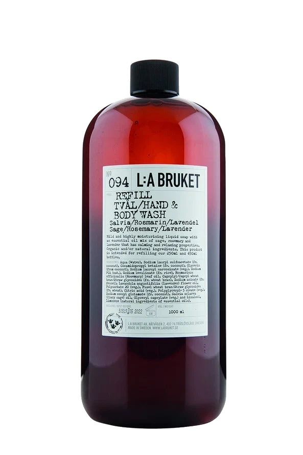 L:A BRUKET 094 Hand & Body Wash Sage/Rosemary/Lavender Refill 1000 ml