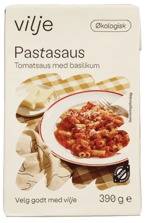 Pastasaus Tomat&basilikum Økol.390g Vilje