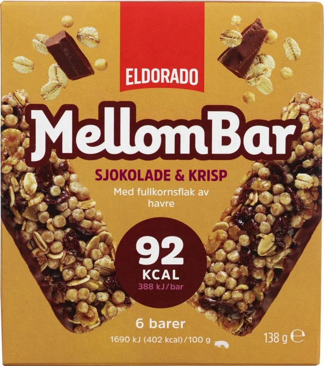 Mellombar Sjokolade&krisp 138g Eldorado