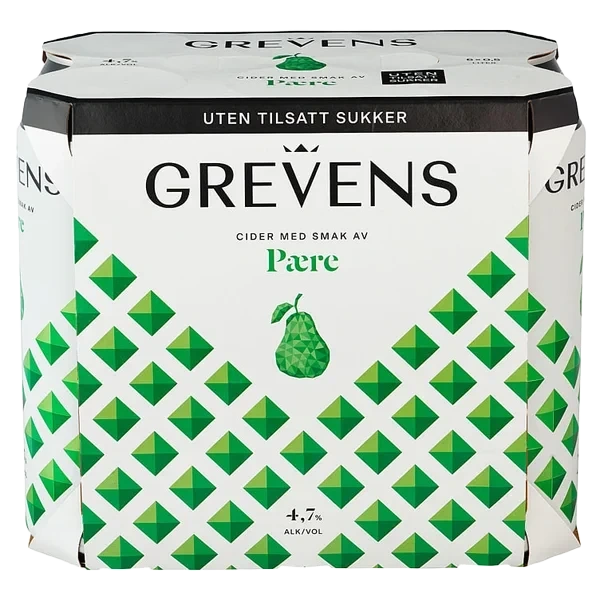 Grevens Cider Pære u/Sukker 0,5lx6 boks