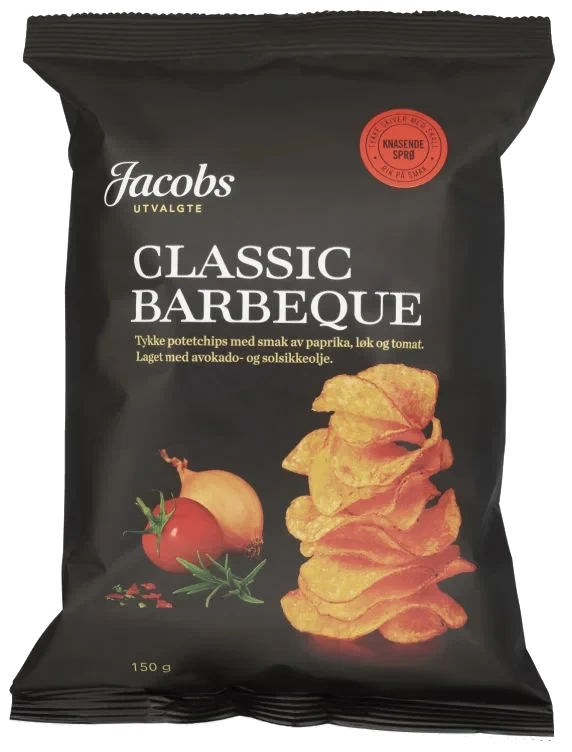 Potetchips Tykke Classic Barbeque 150g Jacobs