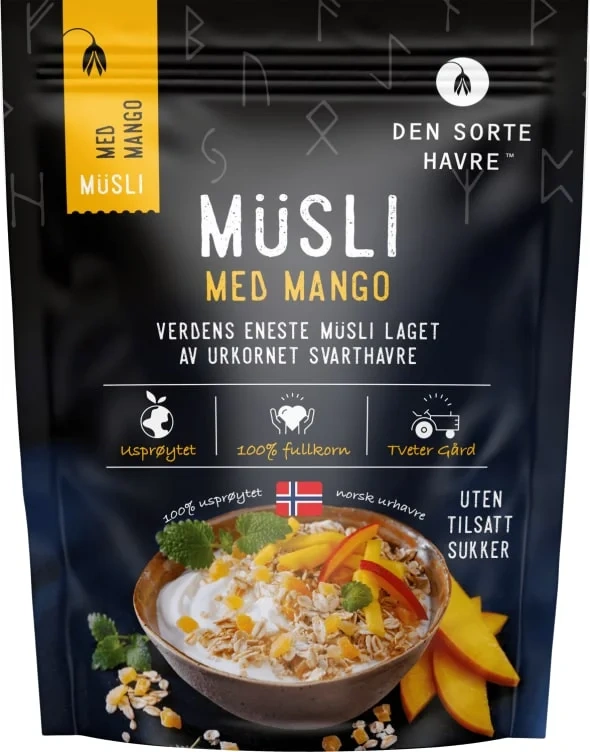 Musli m/Mango 400g Den Sorte Havre