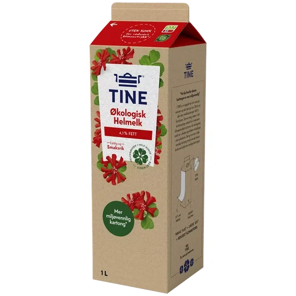 Tine Økologisk Helmelk 4,1 % Fett 1 Liter