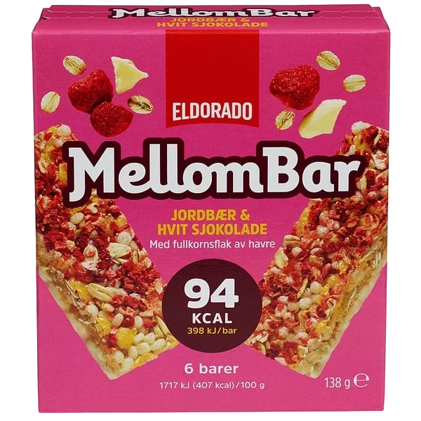 Mellombar Jordbær Hvit Sjokolade 138g Eldorado