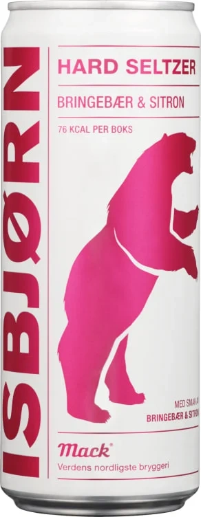 Isbjørn Hard Seltzer Bringebær&Sitron 0,33l boks