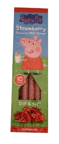 Peppa Gris Sugerør Jordbærsmak 10x6g