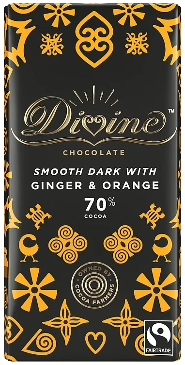 70% dark chocolate with ginger and orange    90g