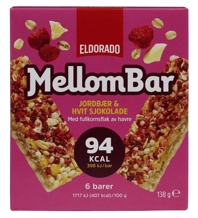 Eldorado Mellombar Jordbær Hvit Sjokolade 6pk