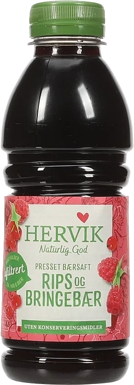 Hervik Ufiltrert Rips Bringebærsaft 0.5l