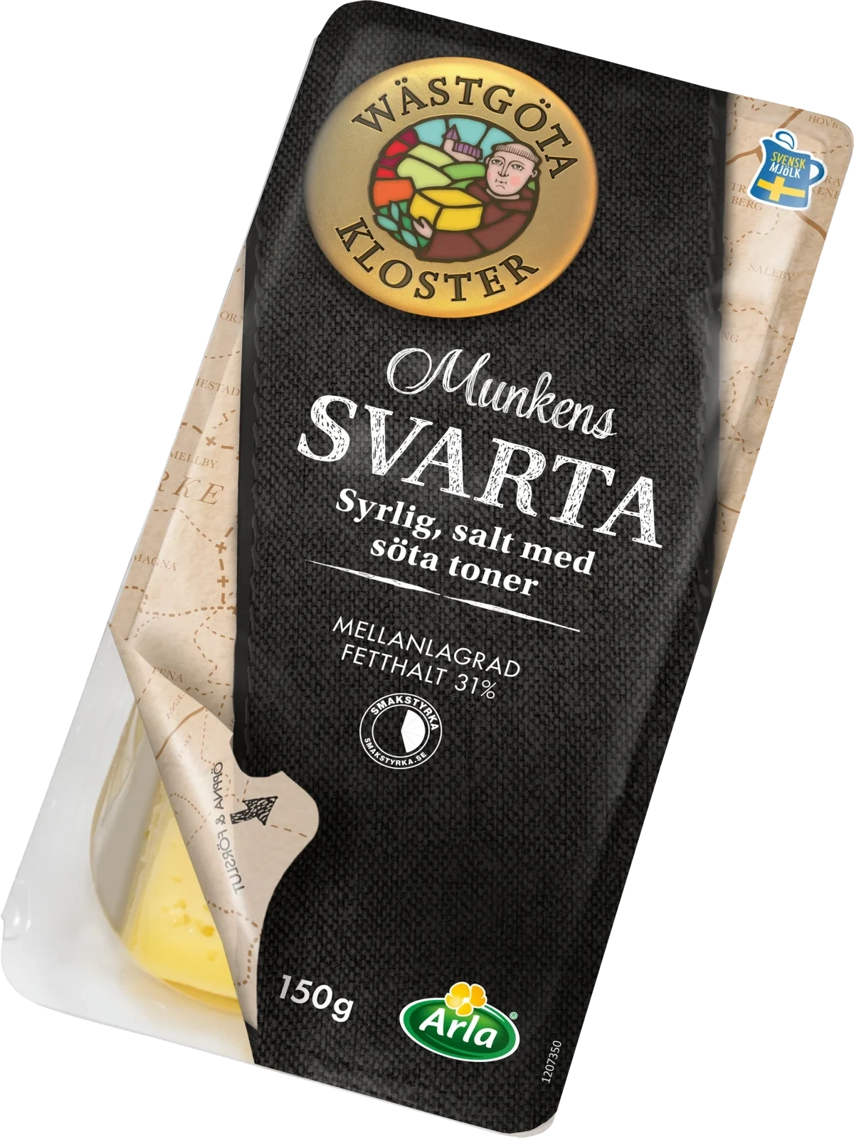Munkens Svarta skivad ost 31% 150g