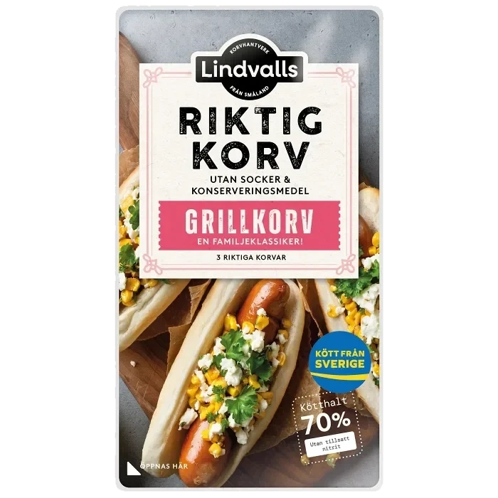 Grillkorv 70% Kötthalt 270g Lindvalls