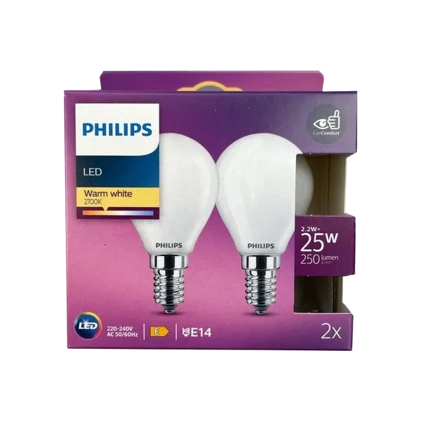 Led Classic 25w E14 Illum Frost Varmhvit Lys 2pk Philips