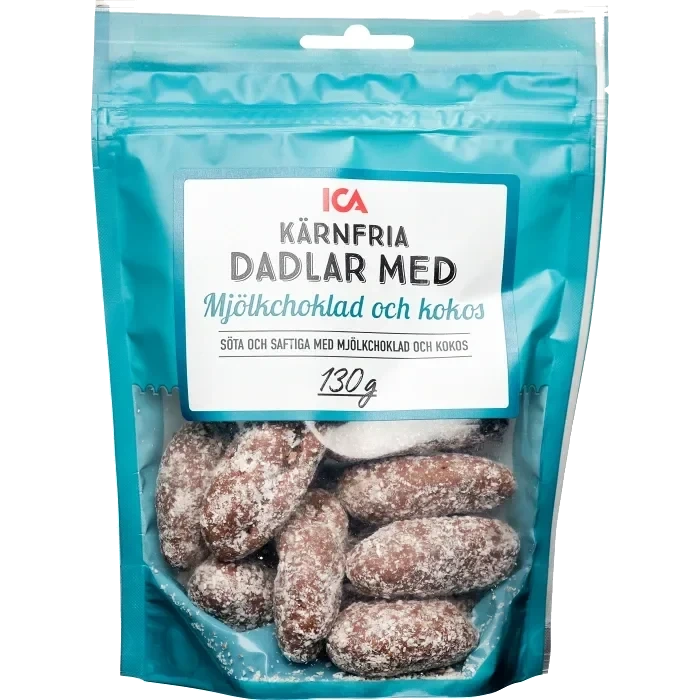 Dadlar mjölkchoklad och kokos 130g Klass 1 ICA
