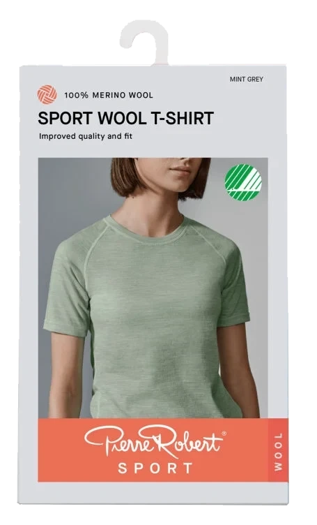 Wool T-Shirt Mint Grey S Pierre Robert