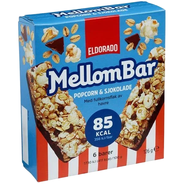 Mellombar Popcorn&sjokolade 126g Eldorado