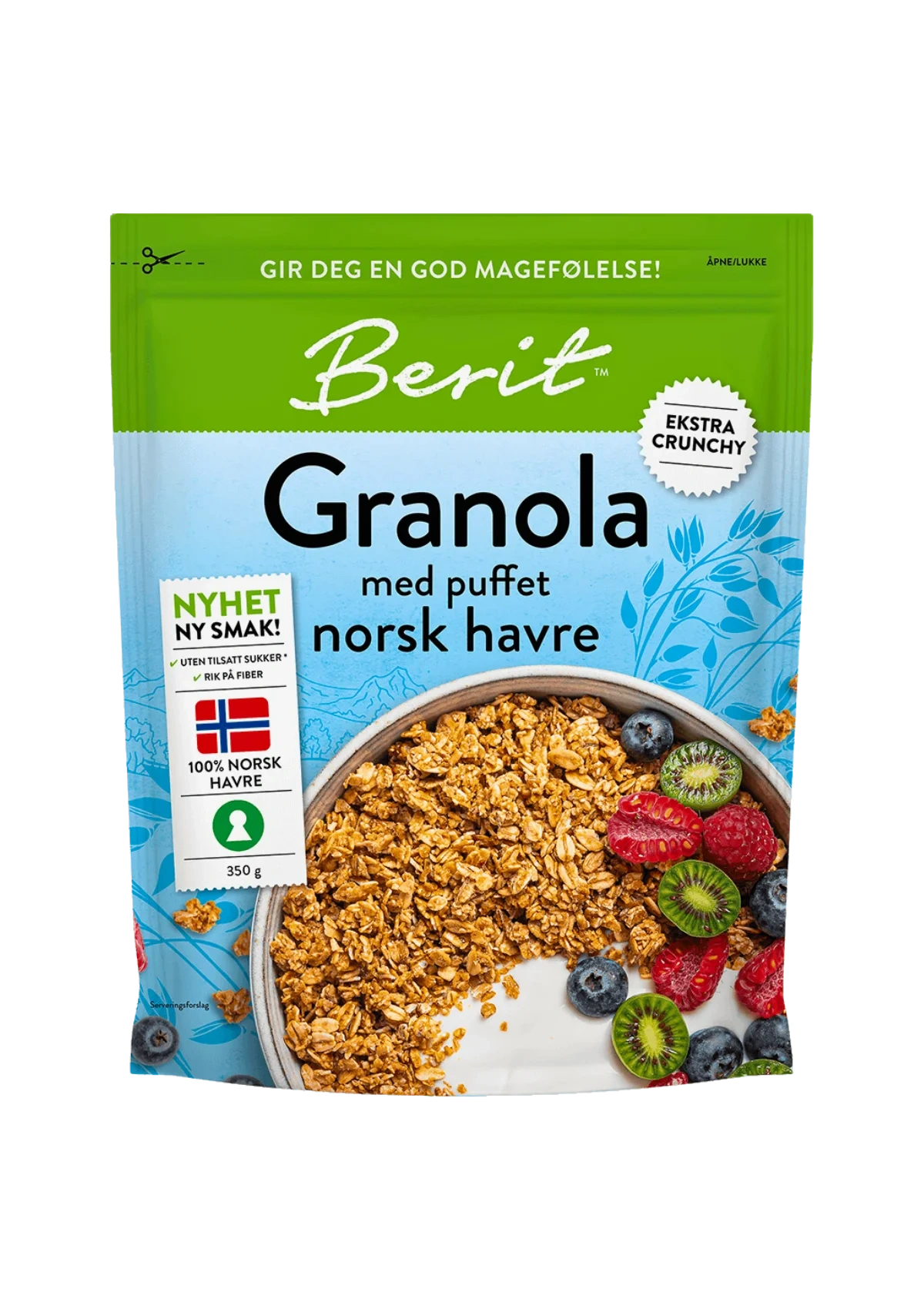 Berit Granola med Puffet Norsk Havre 350g