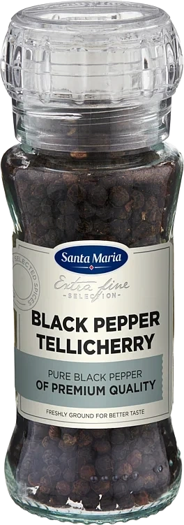 Sort Pepper Tellicherry Kvern 70g Santa Maria