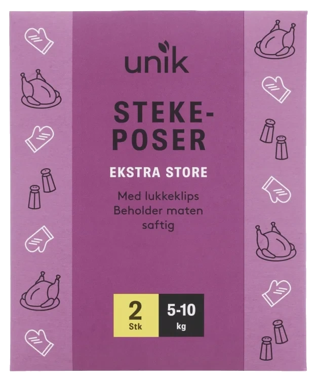 Stekeposer m/lukkeklips 5-10kg 2stk Unik