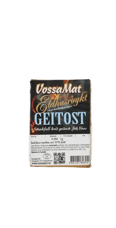 Eldhusrøykt Geitost Ca 400g Vossakjøt
