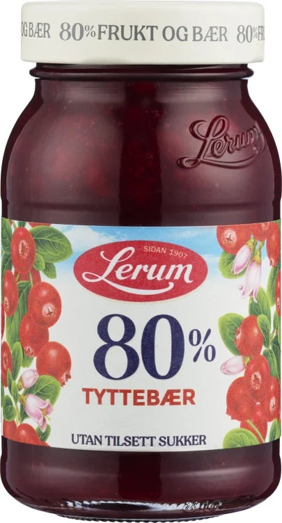 Tyttebærsyltetøy U/sukker 330g Lerum
