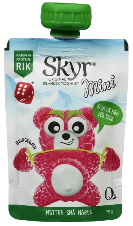 Skyr Mini Bringebær 90g pose Q