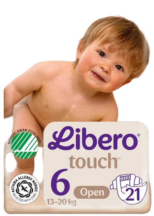 Libero Touch 6 Åpen Bleie, 13–20 Kg, 21 Stk