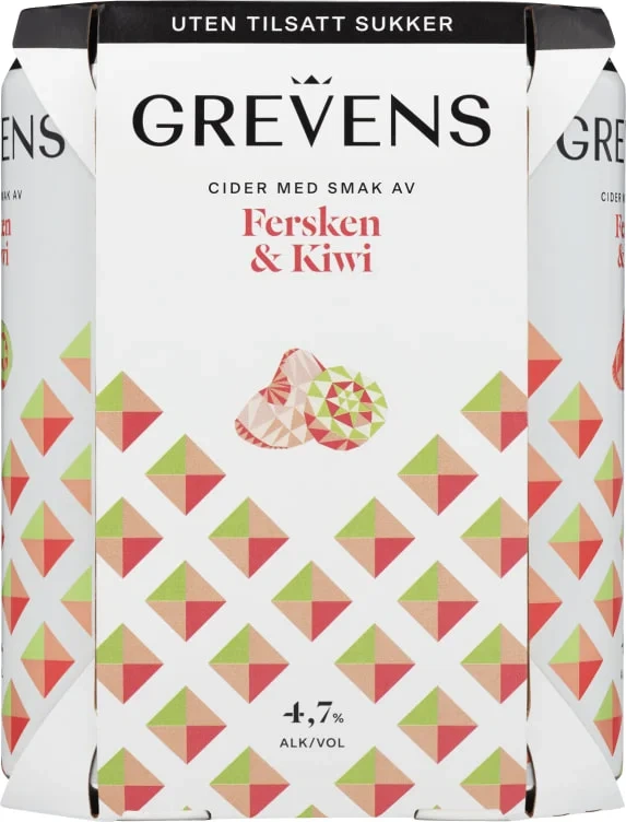Grevens Cider Fersken&Kiwi 0,5lx4 boks