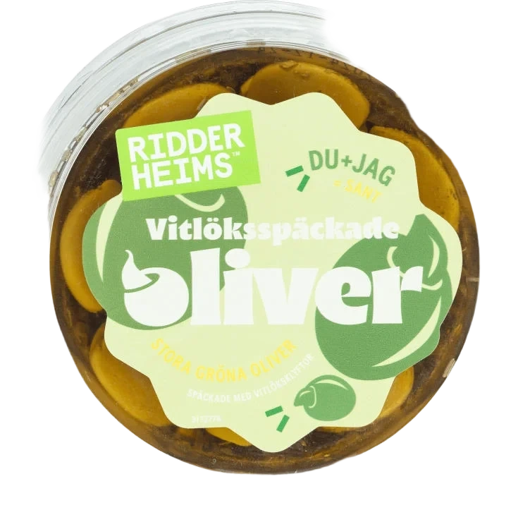 Oliven Grønn m/Hvitløk 175g Ridderheims