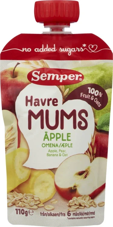 Fruktmums Eple&Havre 6mnd 110g Semper