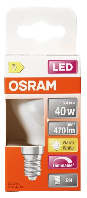 Lyspære Led Cl P 40 Matt E14 827 Dim Osram