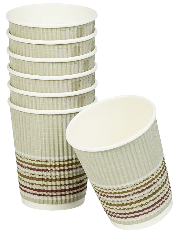 Pappbeger triple wall stripe 24cl  25stk