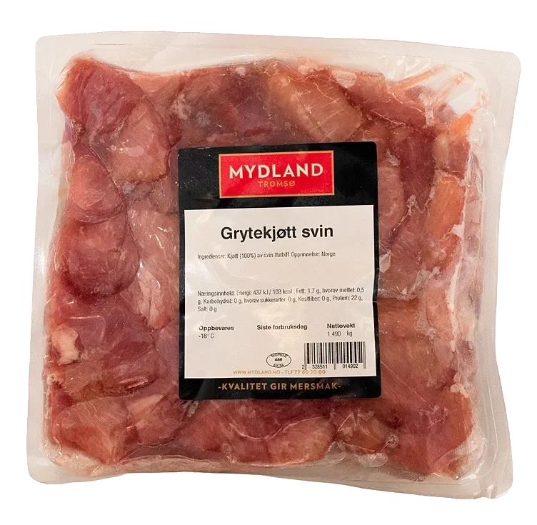 Svin Grytekjøtt 21x20mm Ca 10kg Kart Frys Mydland