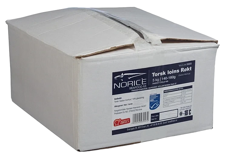 Torskeloin røkt 140g 10% glasering 5kg