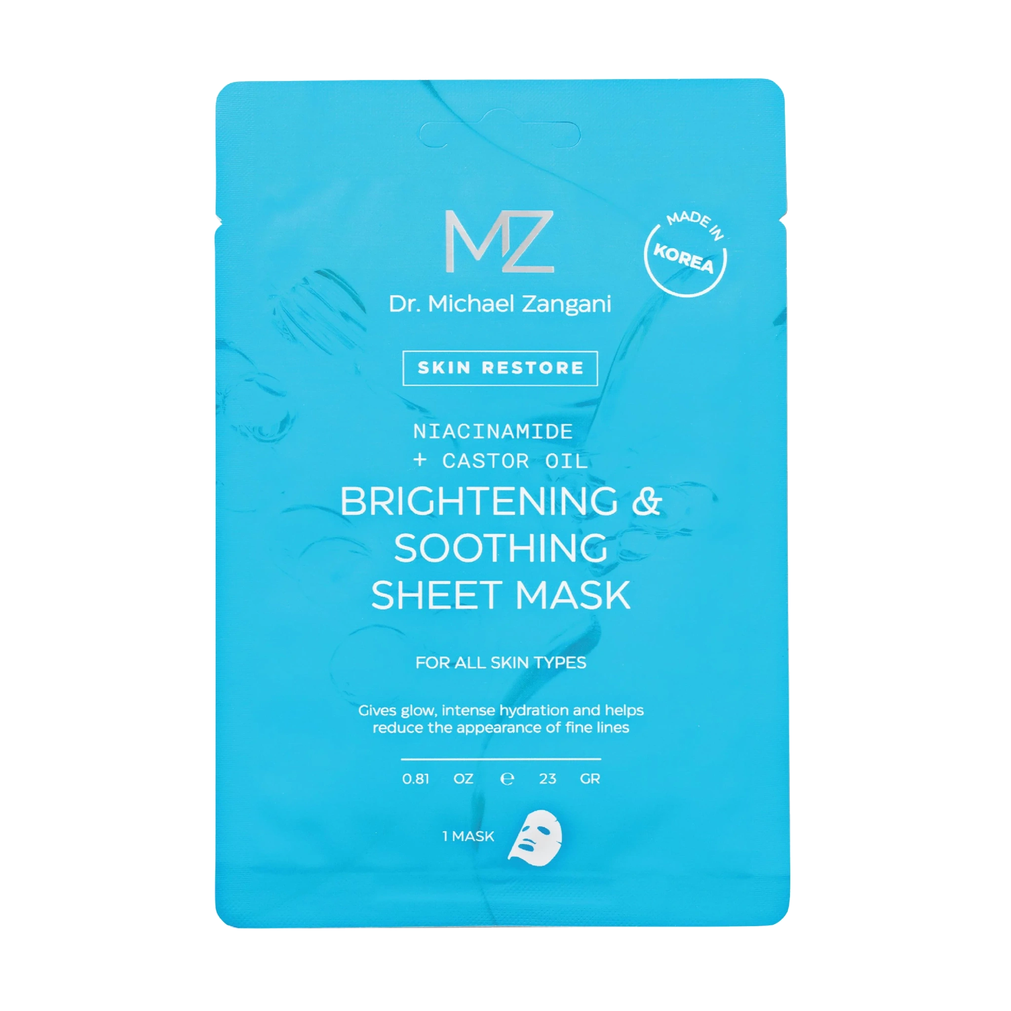 Dr. Michael Zangani Brightening & Soothing Sheet Mask, 1 stk.