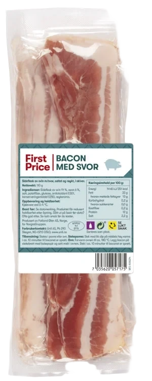 Bacon m/Svor skivet 110g First Price