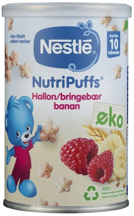Nutripuffs Bringebær Banan 10m 35g
